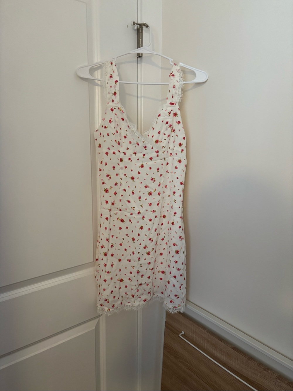 Forever 21 White Mini Dress with Red Floral Print